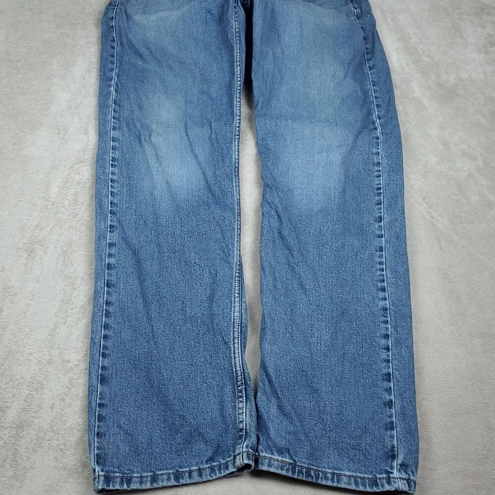 Levis 505 Jeans Mens 36x34 Blue Medium Wash Straight Zip Fly Regular Fit Denim